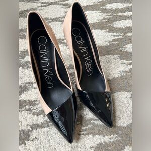 Calvin Klein Nude and Black Patent Heels